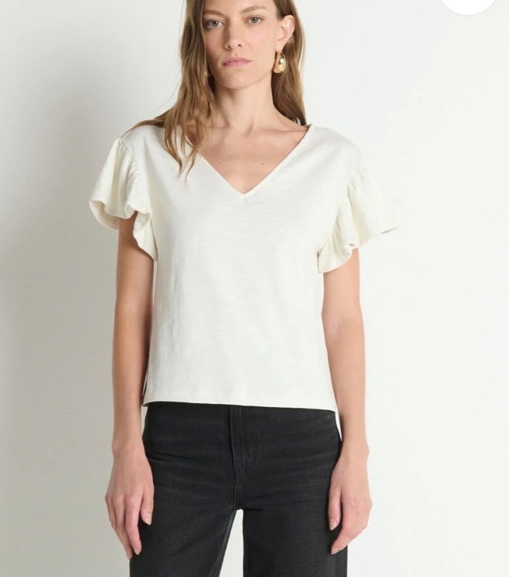 New Nation Los Angeles Anthropologie Emma flutter sleeve tee sz M